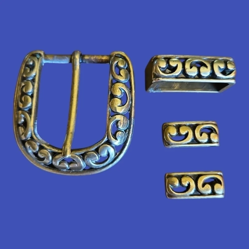 Vintage Antique Brass Belt Buckle Set